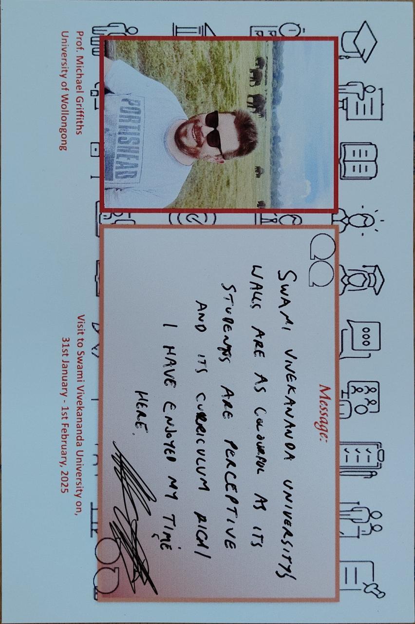 An appreciation received by Swami Vivekananda University